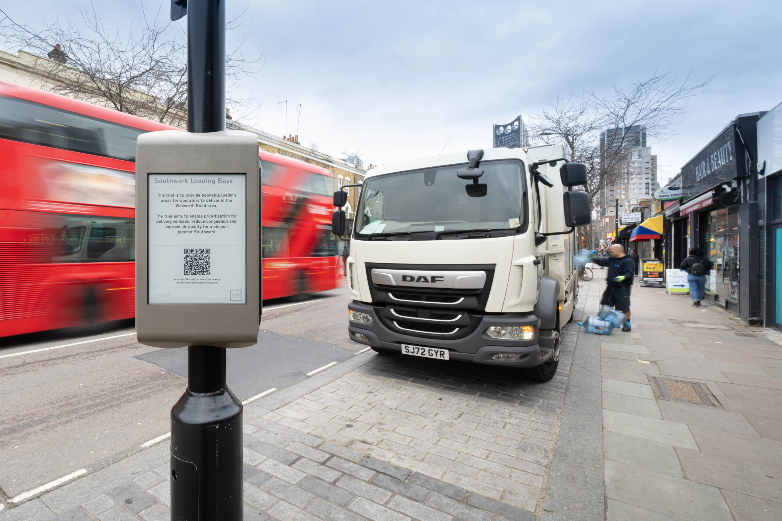 Walworth Road Bay in use - White Van - Southwark, London, UK