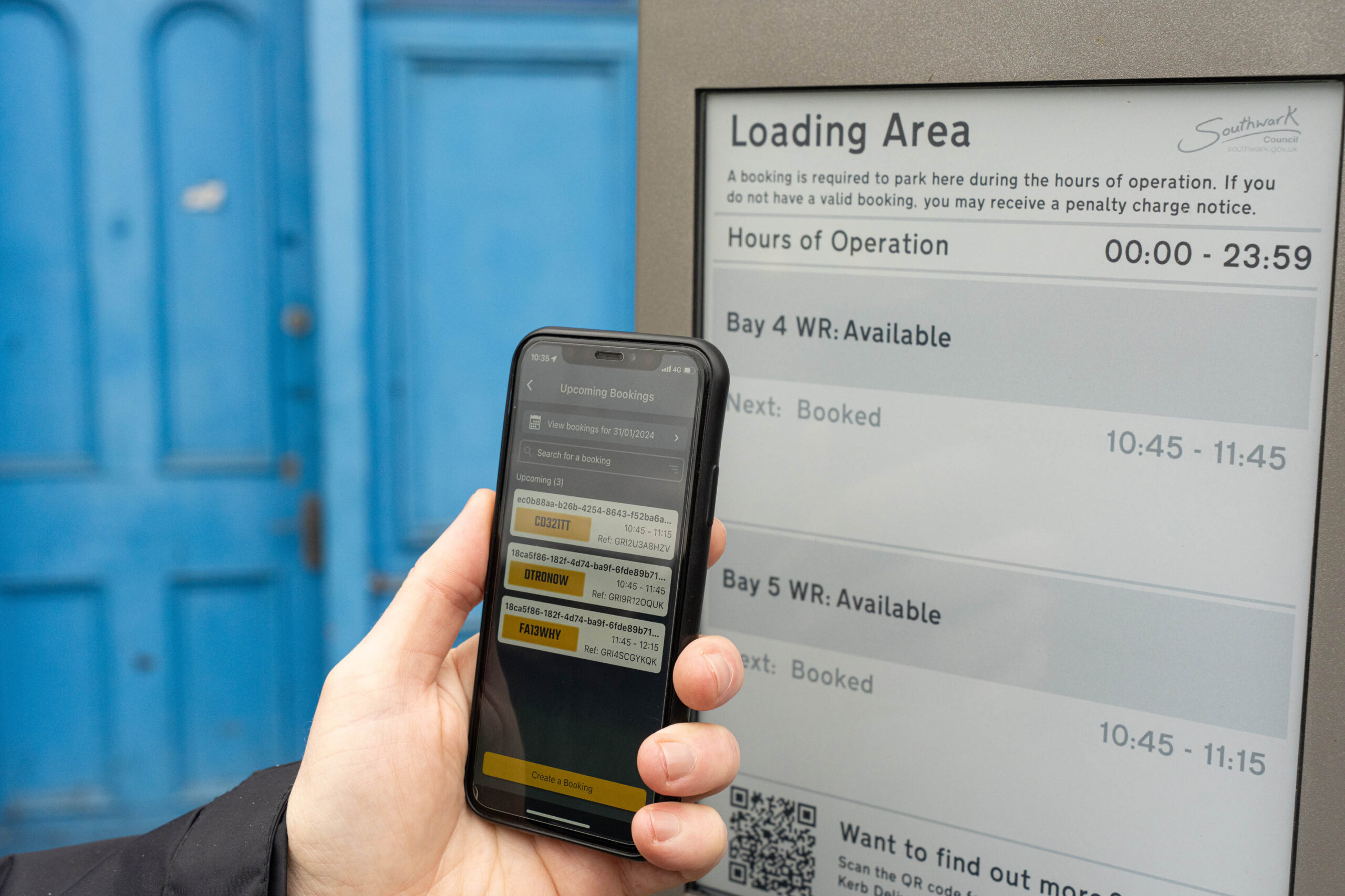 Kerb app being used on Walworth Road