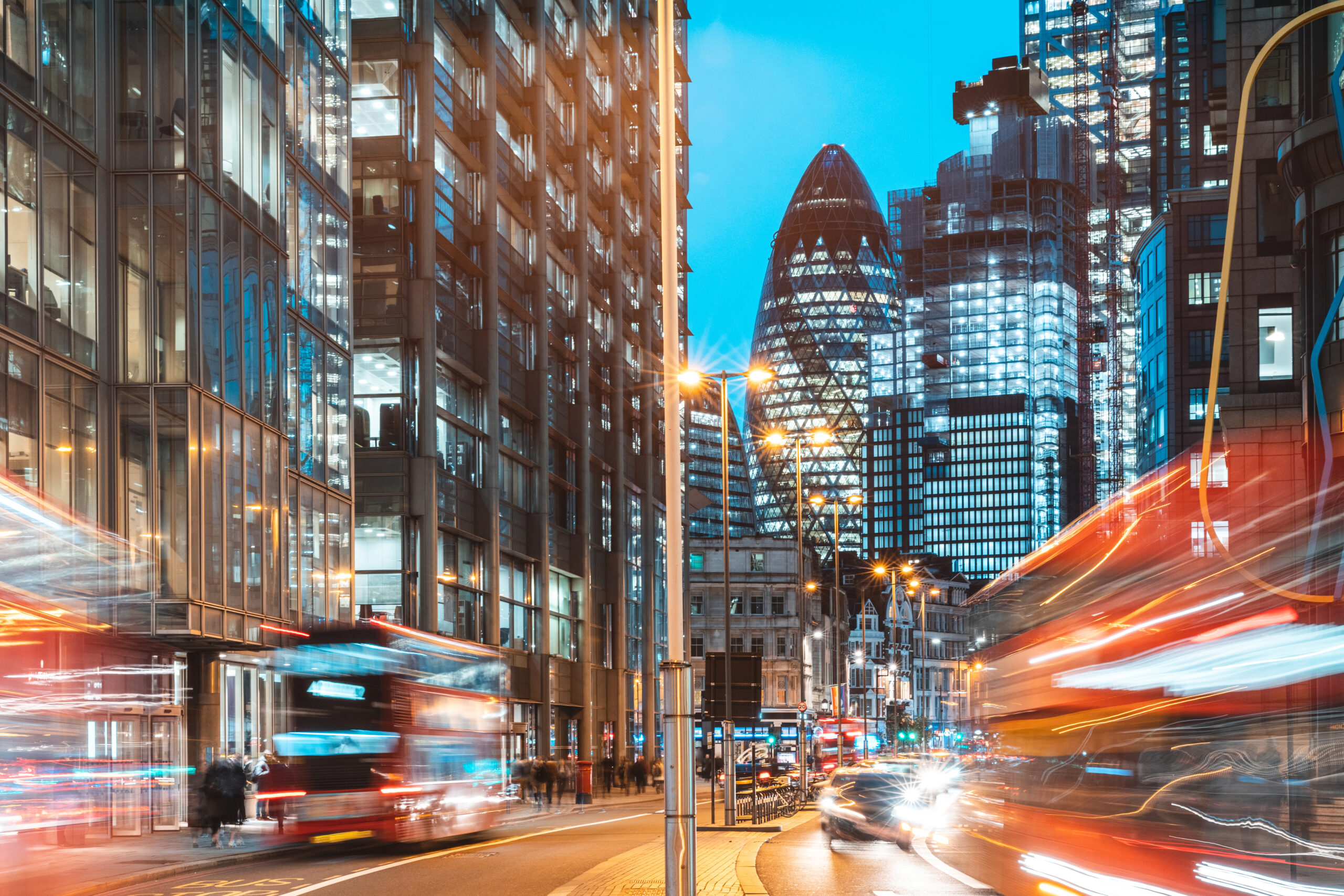 London city view traffic at night