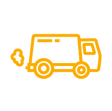 Yellow truck icon with emissions