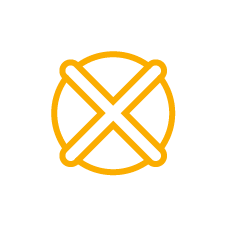 Yellow cross through a circle icon