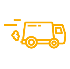 Yellow moving vehicle van icon
