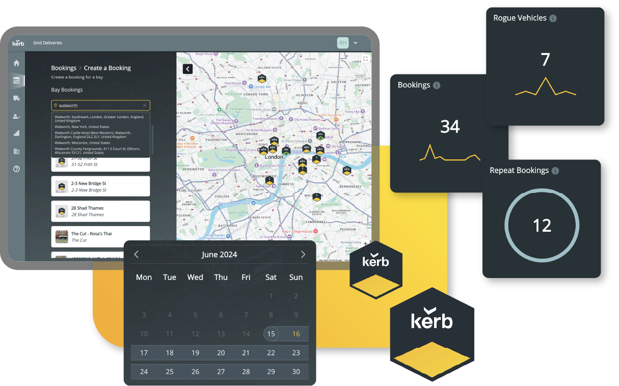 Images of the Kerb Web Application for Kerb Owners