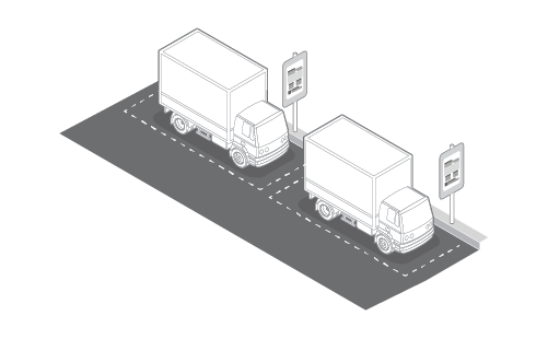 Illustration of a Smart Sign Technology next to loading bays